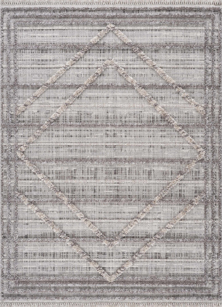 Modern Geometrical High Low Texture Silver and Dark Purple Area Rug - The Rug Decor