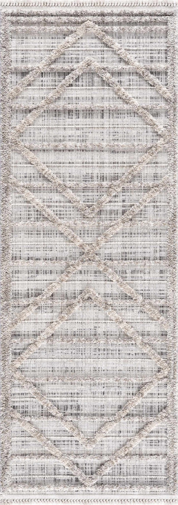 Modern Geometrical High Low Texture Silver and Dark Purple Area Rug - The Rug Decor