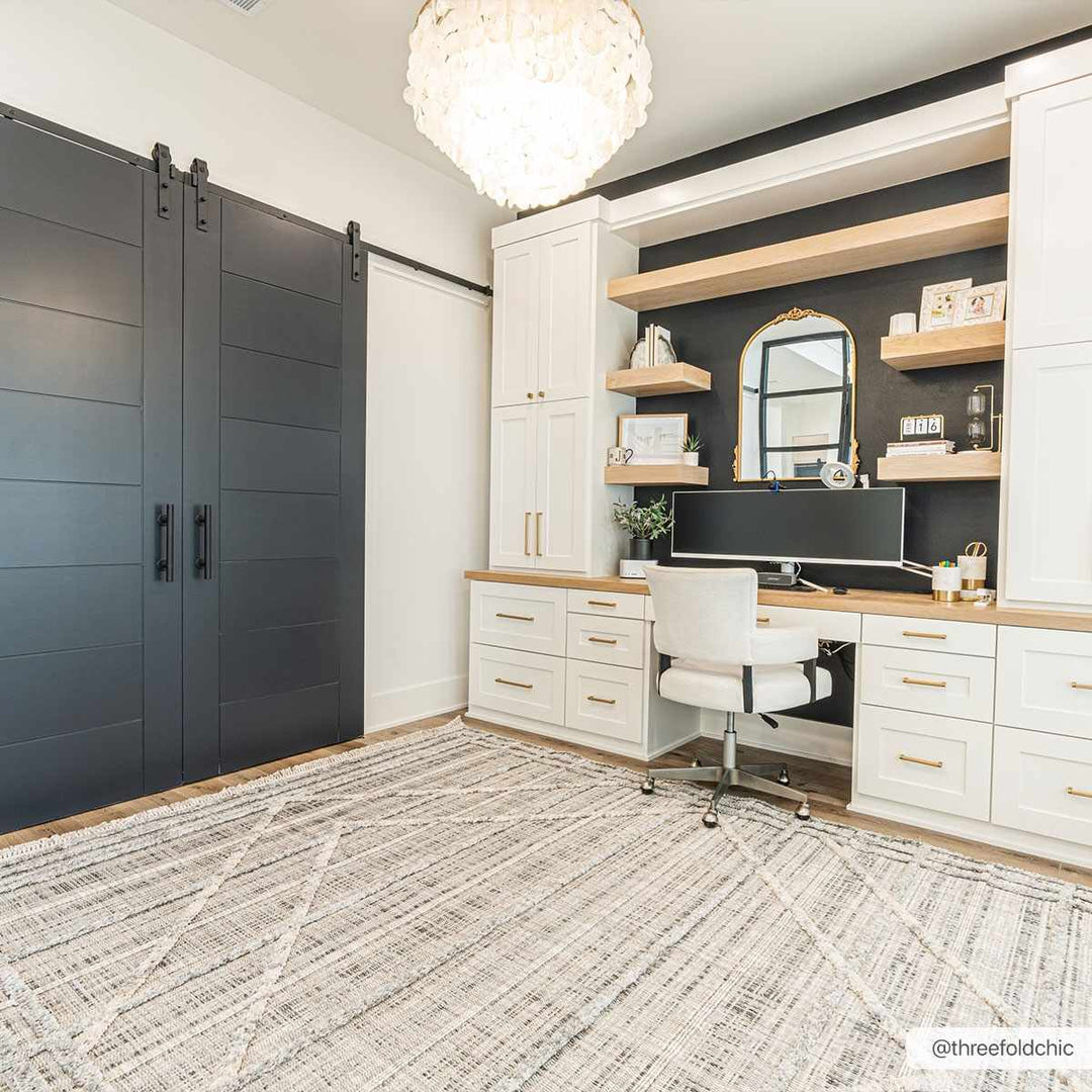 Modern Geometrical High Low Texture Silver and Dark Purple Area Rug - The Rug Decor