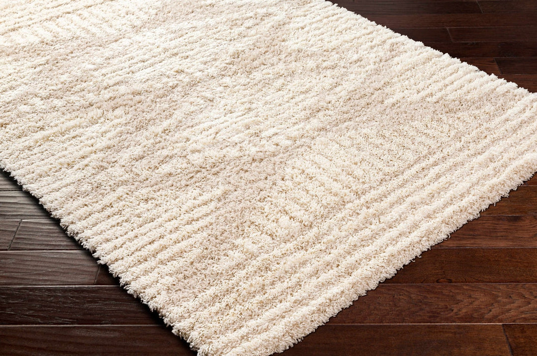 Modern Geometrical Ivory and Beige Plush Pile Moroccan Style Area Rug - The Rug Decor