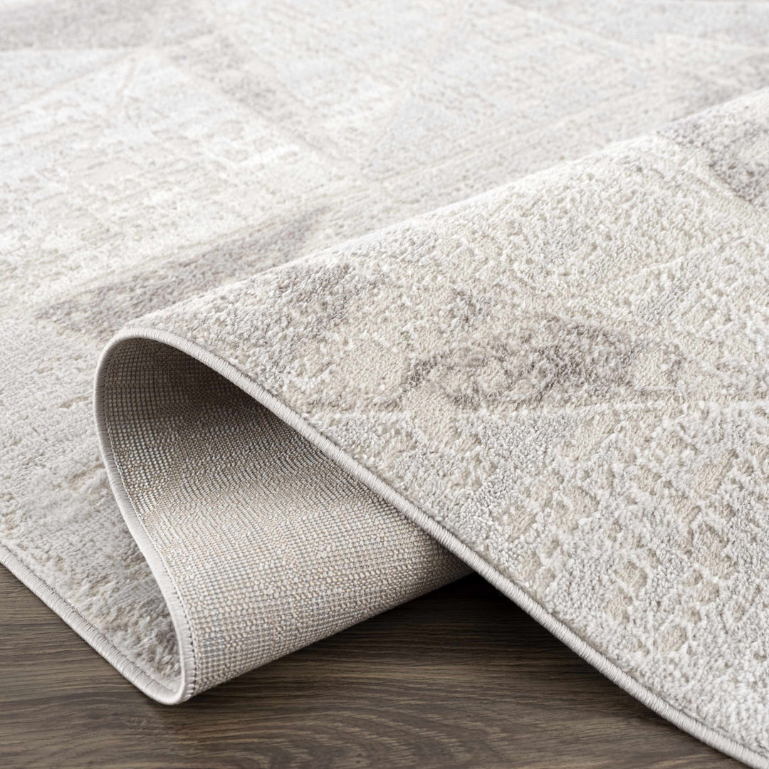 Modern Geometrical Ivory, Silver and Purple Area Rug - The Rug Decor