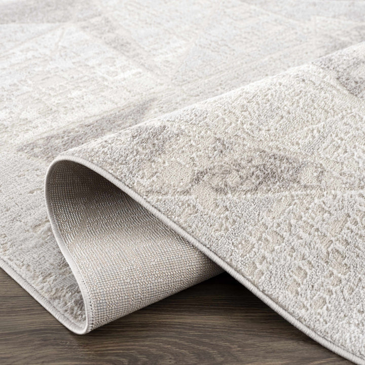 Modern Geometrical Ivory, Silver and Purple Area Rug - The Rug Decor