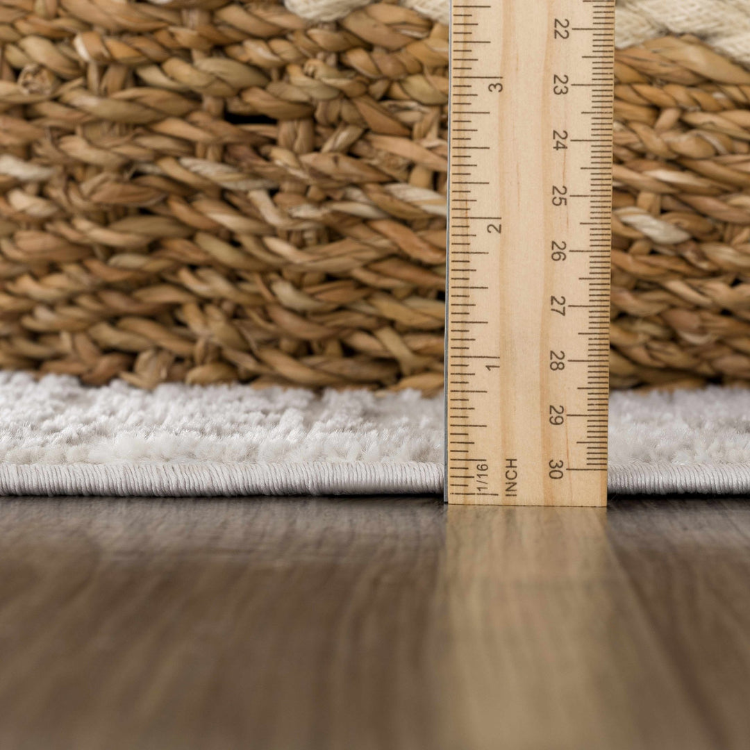 Modern Geometrical Ivory, Silver and Purple Area Rug - The Rug Decor