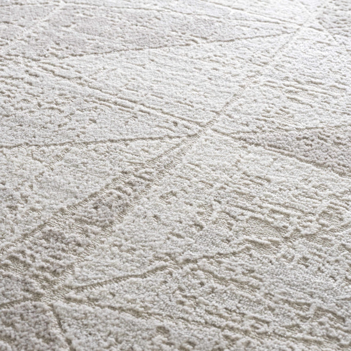 Modern Geometrical Ivory, Silver and Purple Area Rug - The Rug Decor