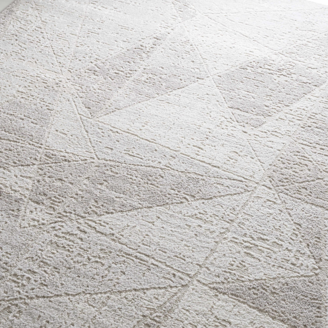 Modern Geometrical Ivory, Silver and Purple Area Rug - The Rug Decor