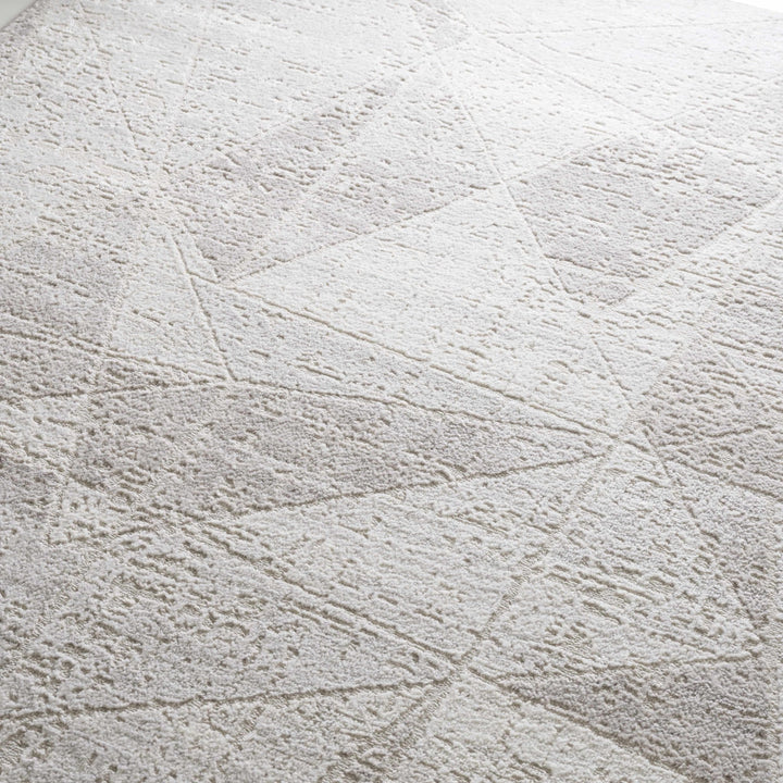 Modern Geometrical Ivory, Silver and Purple Area Rug - The Rug Decor