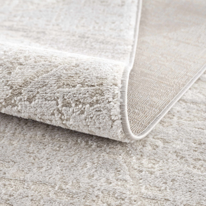 Modern Geometrical Ivory, Silver and Purple Area Rug - The Rug Decor