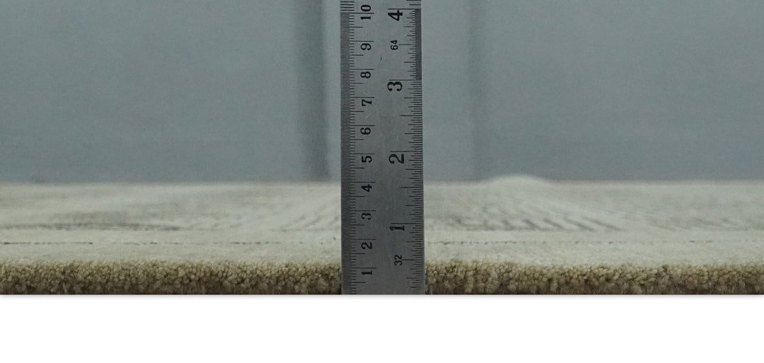 Modern Geometrical Olive and Charcoal Hand loom 5x7 Wool and Art Silk Area Rug - The Rug Decor