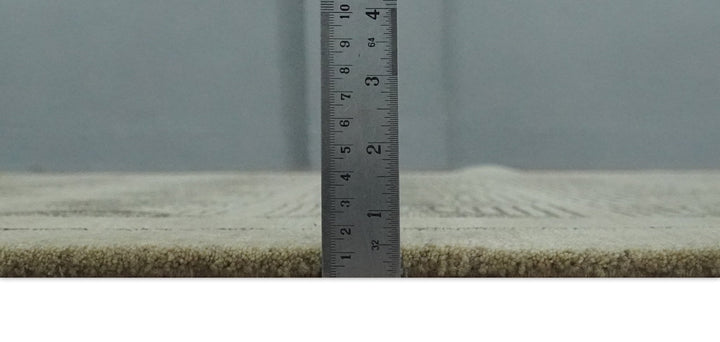 Modern Geometrical Olive and Charcoal Hand loom 5x7 Wool and Art Silk Area Rug - The Rug Decor