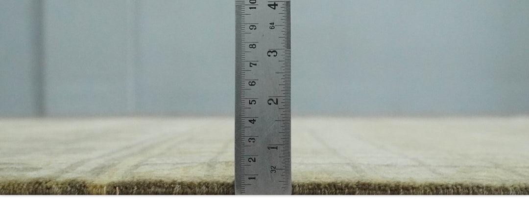 Modern Geometrical Olive, Charcoal and Silver Hand knotted 4.8x6.5 Bamboo Silk Area Rug - The Rug Decor