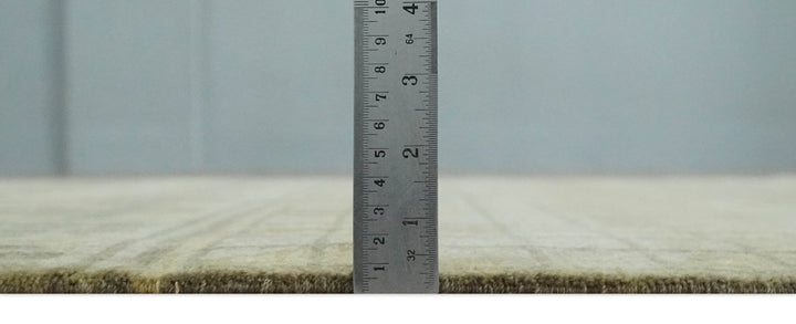 Modern Geometrical Olive, Charcoal and Silver Hand knotted 4.8x6.5 Bamboo Silk Area Rug - The Rug Decor