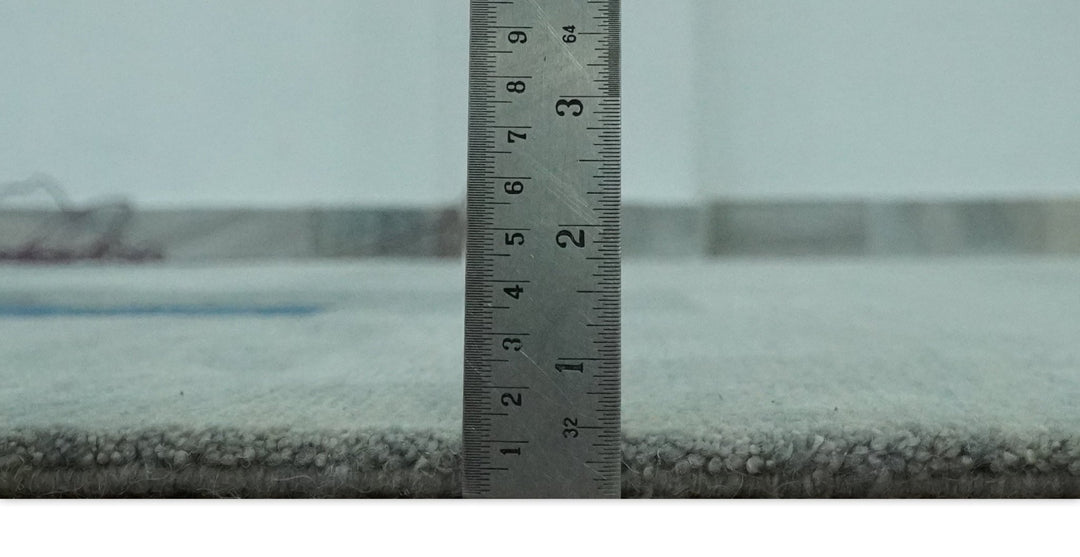 Modern Geometrical Silver, Blue, and Charcoal Hand Knotted 6x9 Wool and Art Silk Area Rug - The Rug Decor