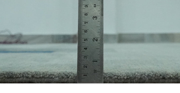 Modern Geometrical Silver, Blue, and Charcoal Hand Knotted 6x9 Wool and Art Silk Area Rug - The Rug Decor