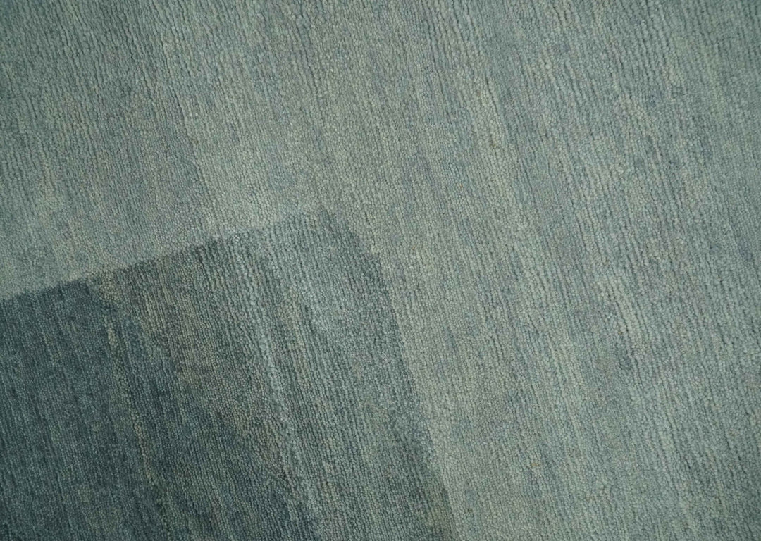 Modern Geometrical Silver, Blue, and Charcoal Hand Knotted 6x9 Wool and Art Silk Area Rug - The Rug Decor