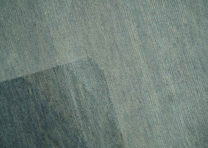 Modern Geometrical Silver, Blue, and Charcoal Hand Knotted 6x9 Wool and Art Silk Area Rug - The Rug Decor