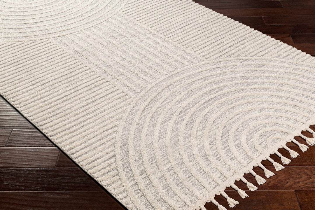 Modern Geometrical stripes Texture Beige high low Area Rug - The Rug Decor