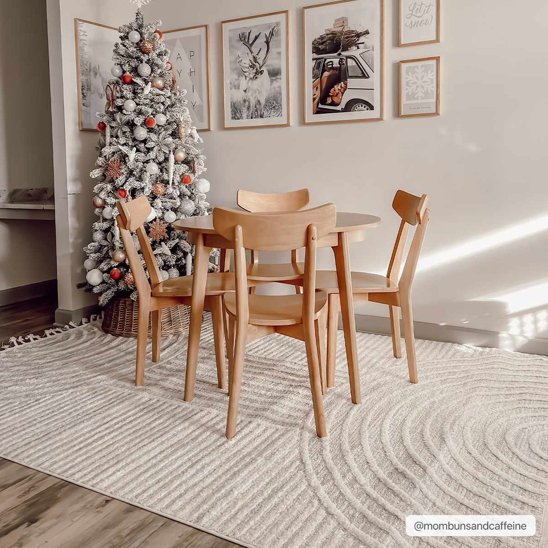 Modern Geometrical stripes Texture Beige high low Area Rug - The Rug Decor