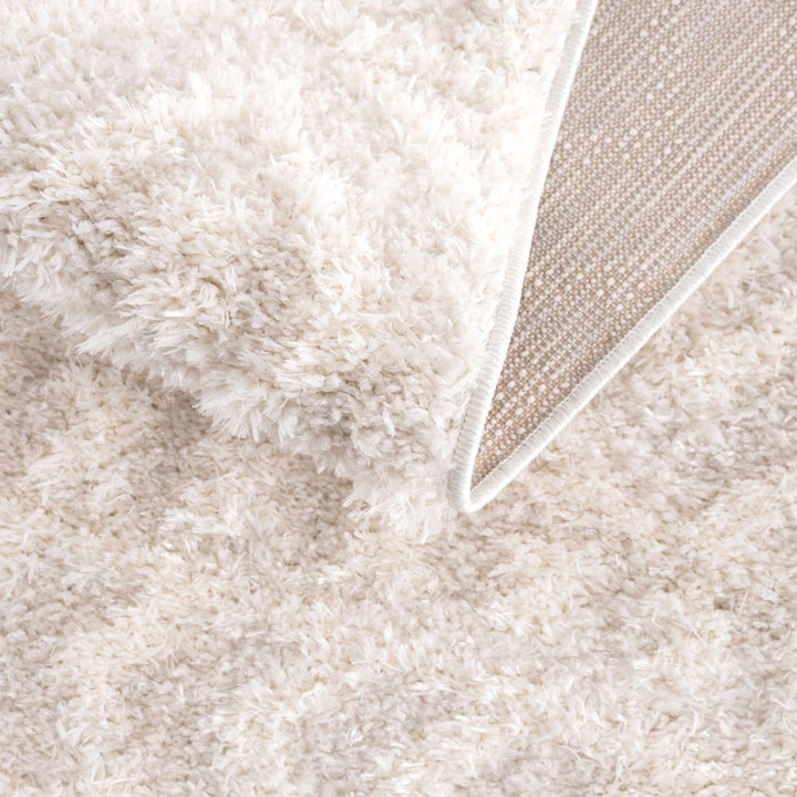 Modern Geometrical Texture Ivory Plush Pile Moroccan Style Area Rug - The Rug Decor