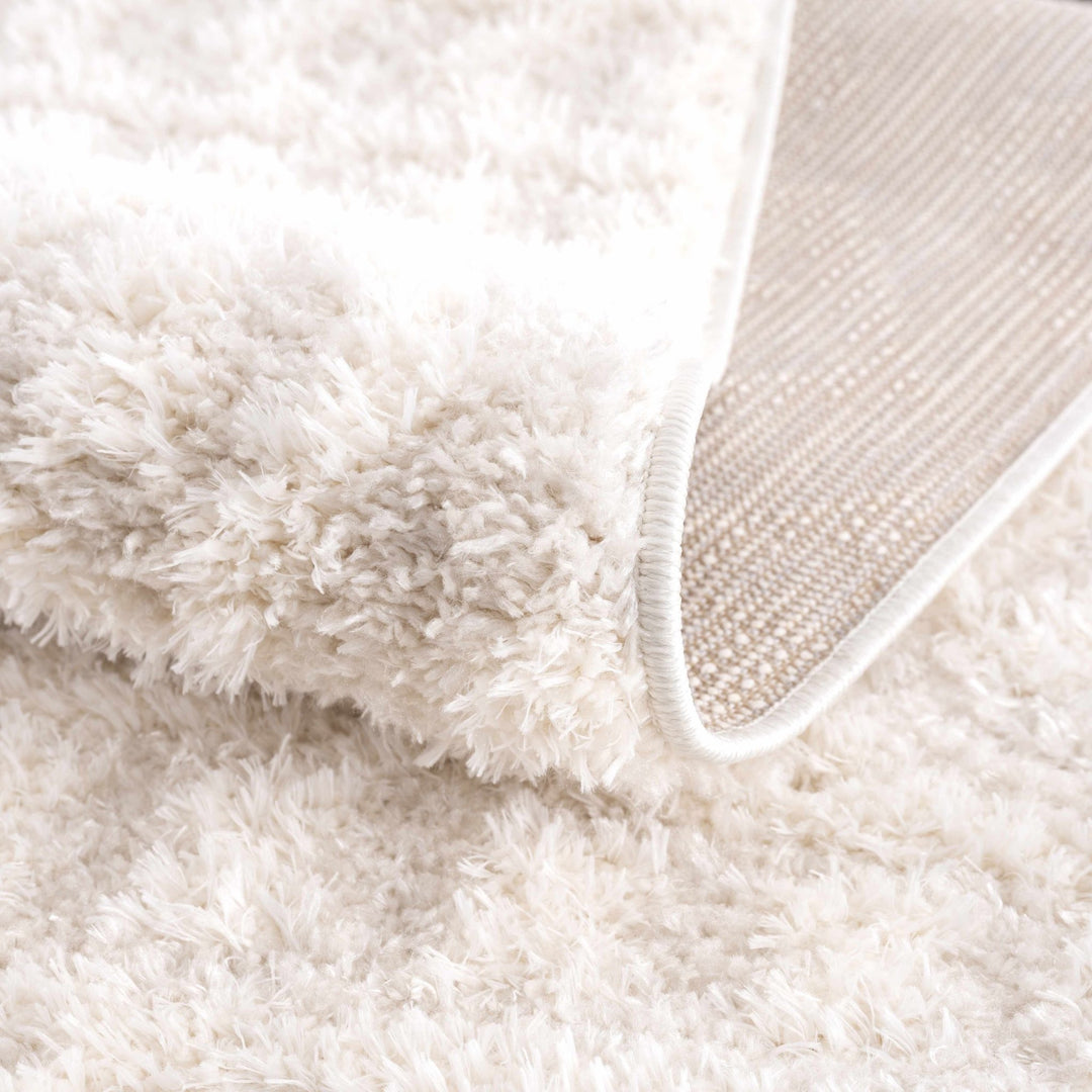 Modern Geometrical Texture Ivory Plush Pile Moroccan Style Area Rug - The Rug Decor