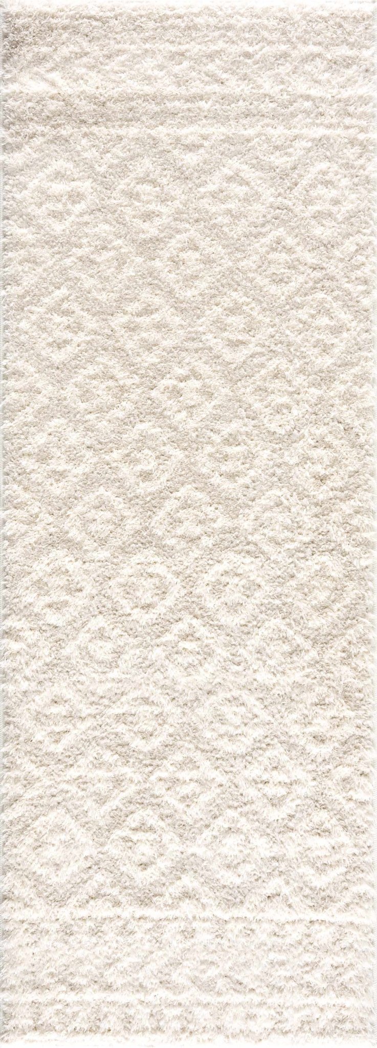 Modern Geometrical Texture Ivory Plush Pile Moroccan Style Area Rug - The Rug Decor