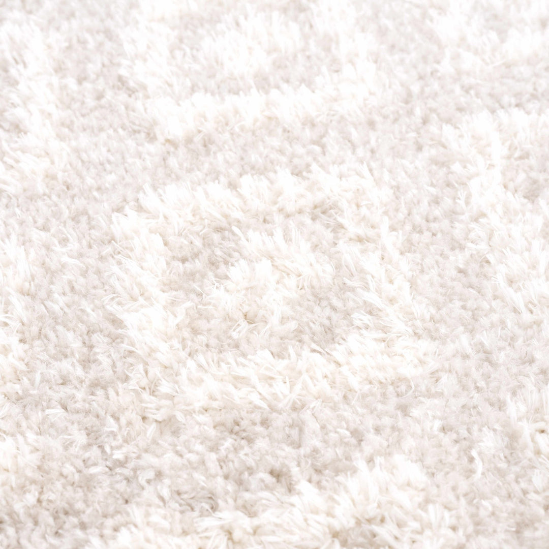 Modern Geometrical Texture Ivory Plush Pile Moroccan Style Area Rug - The Rug Decor