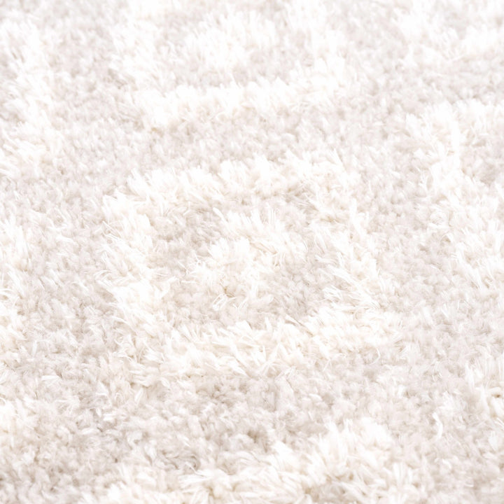 Modern Geometrical Texture Ivory Plush Pile Moroccan Style Area Rug - The Rug Decor