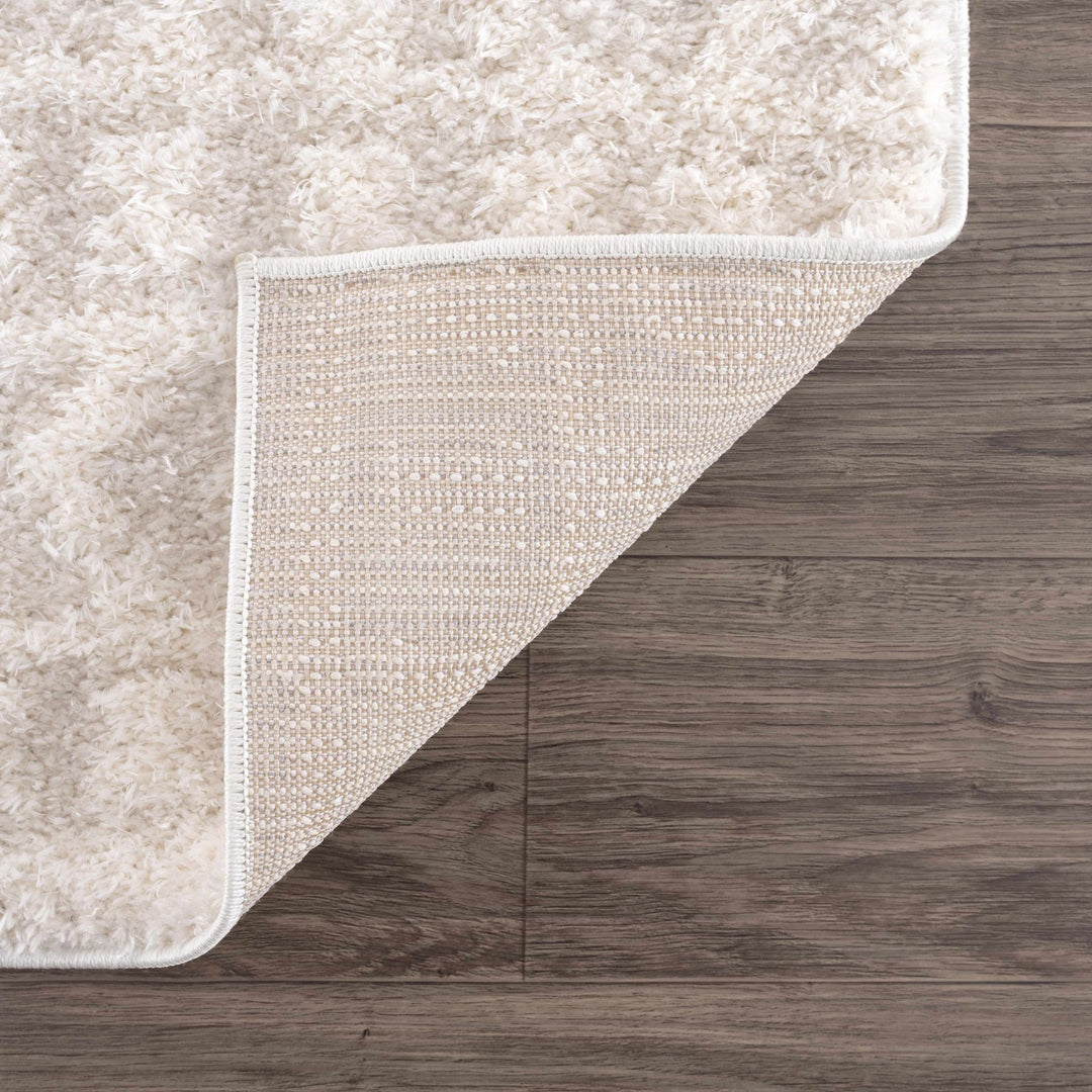 Modern Geometrical Texture Ivory Plush Pile Moroccan Style Area Rug - The Rug Decor