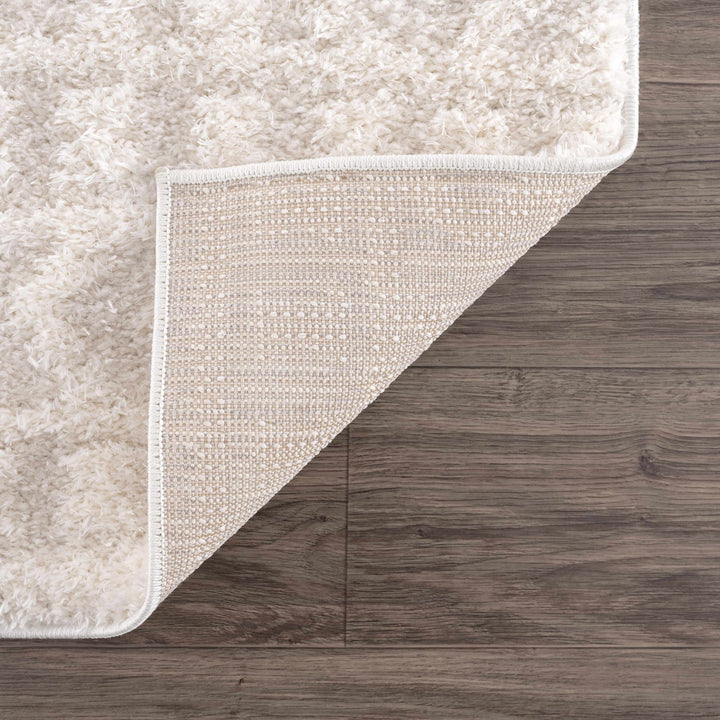 Modern Geometrical Texture Ivory Plush Pile Moroccan Style Area Rug - The Rug Decor