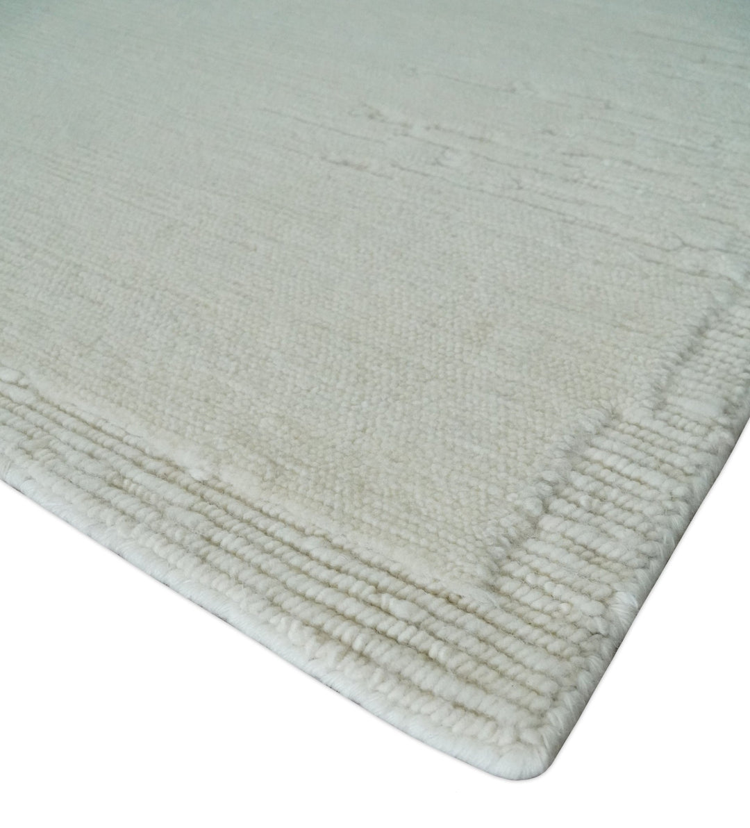 Modern Loop Cut Pile Solid plane Beige Hand Knotted 8x10 Wool Area Rug - The Rug Decor