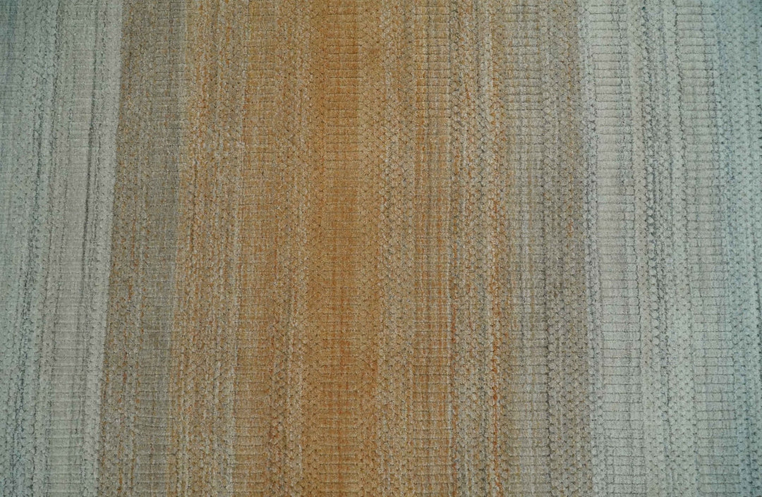 Modern Ombre 8x10 Hand Made Silver, Blue, Gold and Beige Scandinavian Blended Wool Flatwoven Area Rug | KE13 - The Rug Decor