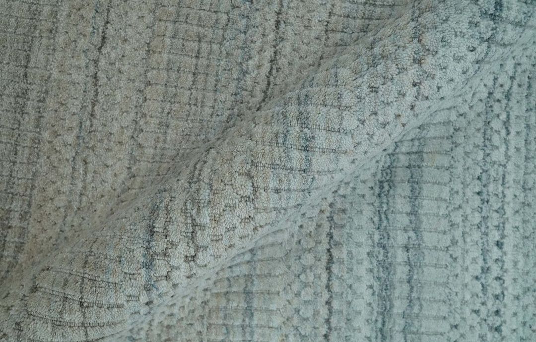 Modern Ombre 8x10 Hand Made Silver, Blue, Gold and Beige Scandinavian Blended Wool Flatwoven Area Rug | KE13 - The Rug Decor