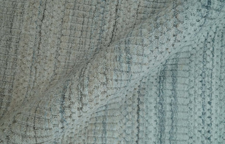 Modern Ombre 8x10 Hand Made Silver, Blue, Gold and Beige Scandinavian Blended Wool Flatwoven Area Rug | KE13 - The Rug Decor