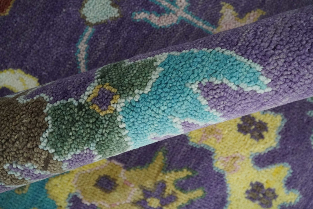 Modern Oushak 9x12 Hand Knotted Persian Purple and Blue Colorful Wool Area Rug | TRDCP850912 - The Rug Decor