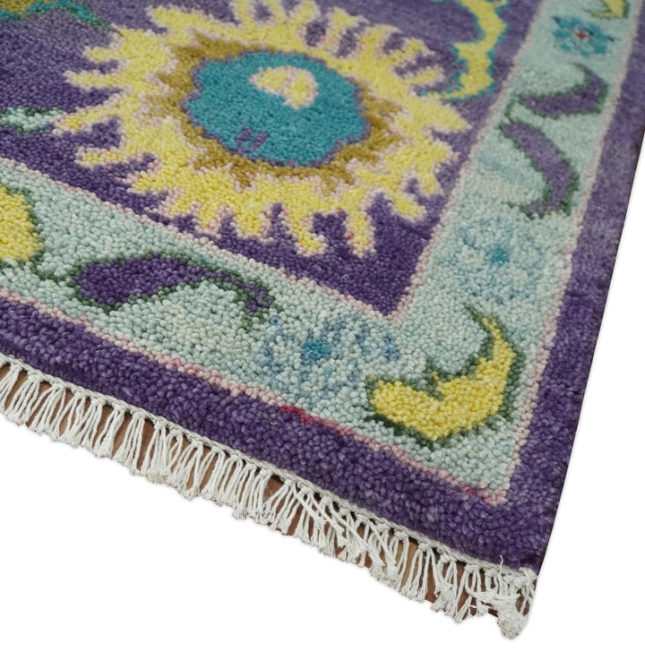 Modern Oushak 9x12 Hand Knotted Persian Purple and Blue Colorful Wool Area Rug | TRDCP850912 - The Rug Decor