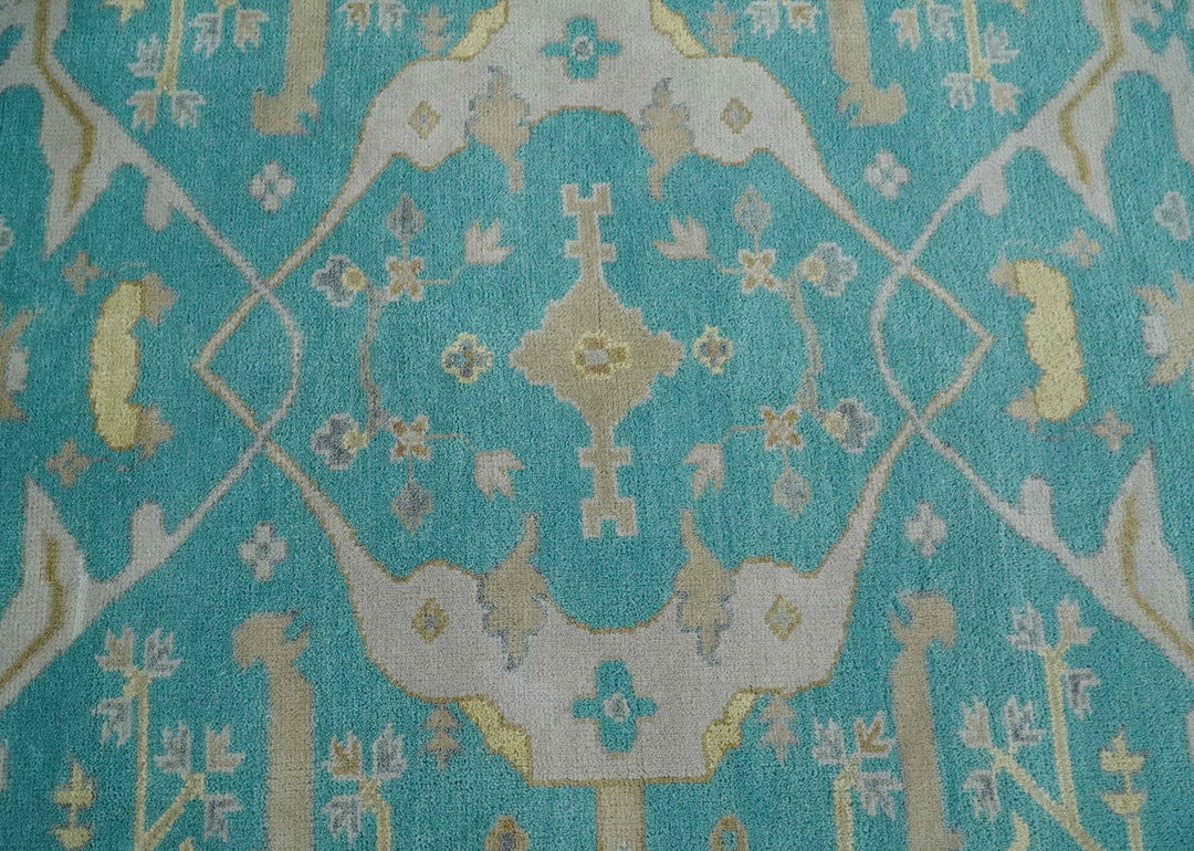 Modern Oushak Hand Knotted 8x10 Persian Blue and Silver Antique Wool Area Rug | TRDCP912810 - The Rug Decor