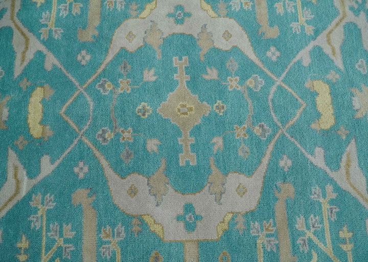Modern Oushak Hand Knotted 8x10 Persian Blue and Silver Antique Wool Area Rug | TRDCP912810 - The Rug Decor