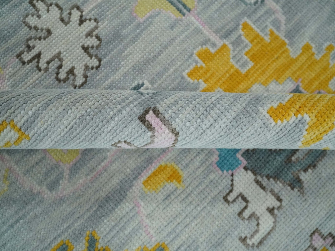 Modern Oushak Multi Size Silver and Teal Vibrant Colorful Hand knotted Wool Area Rug - The Rug Decor