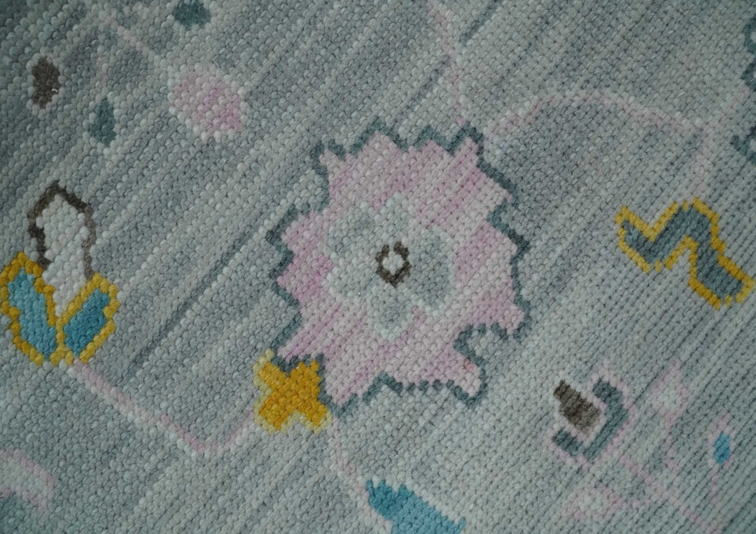 Modern Oushak Multi Size Silver and Teal Vibrant Colorful Hand knotted Wool Area Rug - The Rug Decor