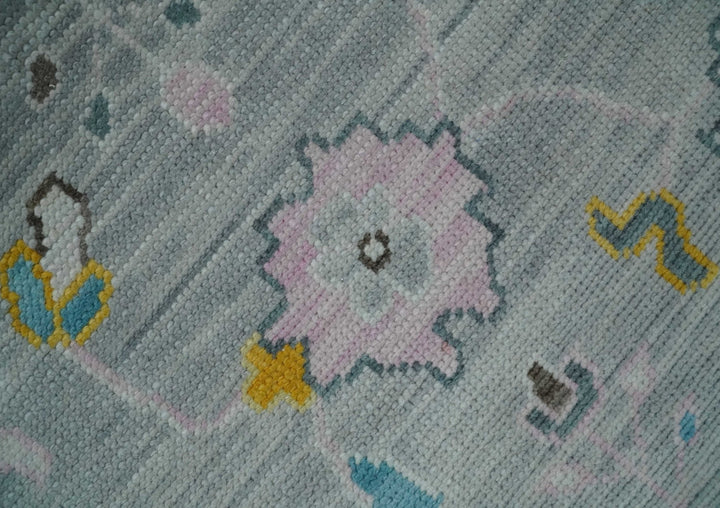 Modern Oushak Multi Size Silver and Teal Vibrant Colorful Hand knotted Wool Area Rug - The Rug Decor