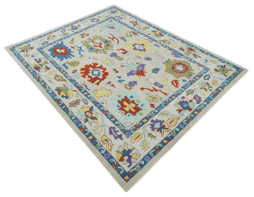 Modern Oushak Rug Hand Tufted Beige and Blue Colorful Rug, Kids, Living Room and Bedroom Rug | TRD6482 - The Rug Decor