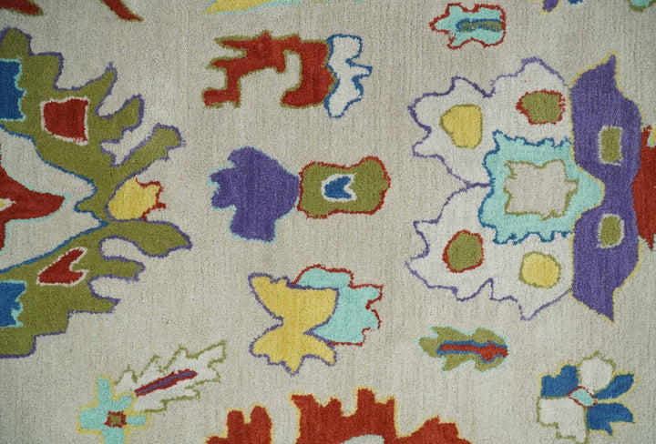 Modern Oushak Rug Hand Tufted Beige and Blue Colorful Rug, Kids, Living Room and Bedroom Rug | TRD6482 - The Rug Decor