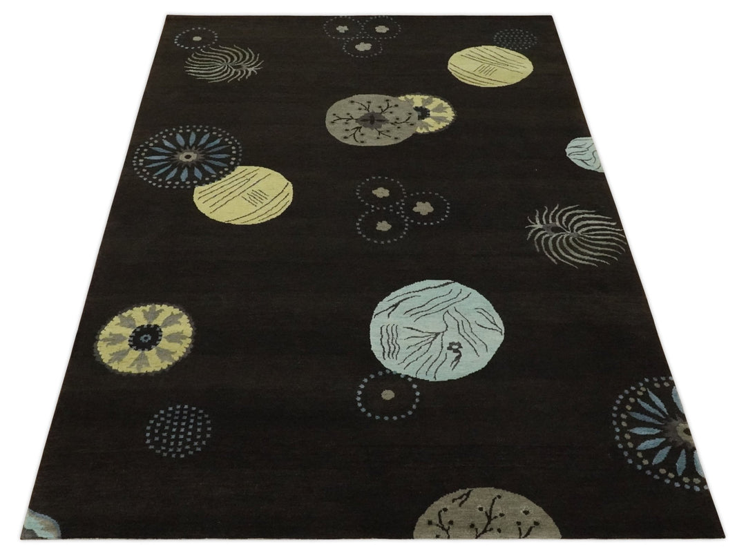 Modern Premium look Dark Brown 5x8 Hand loom Wool and Art Silk Area Rug - The Rug Decor