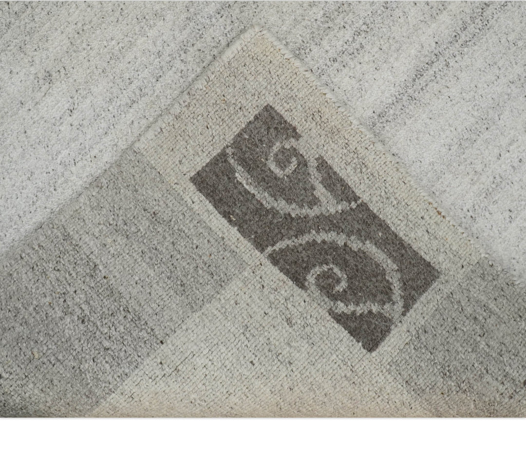 Modern Scandinavian 4.7x6.5 Brown and Silver Wool Hand Woven Area Rug | HL47 - The Rug Decor