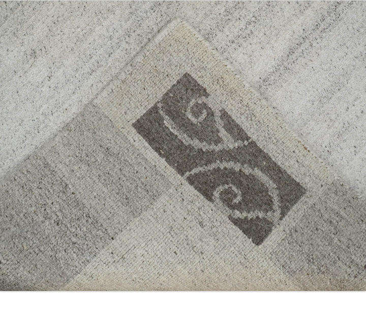 Modern Scandinavian 4.7x6.5 Brown and Silver Wool Hand Woven Area Rug | HL47 - The Rug Decor