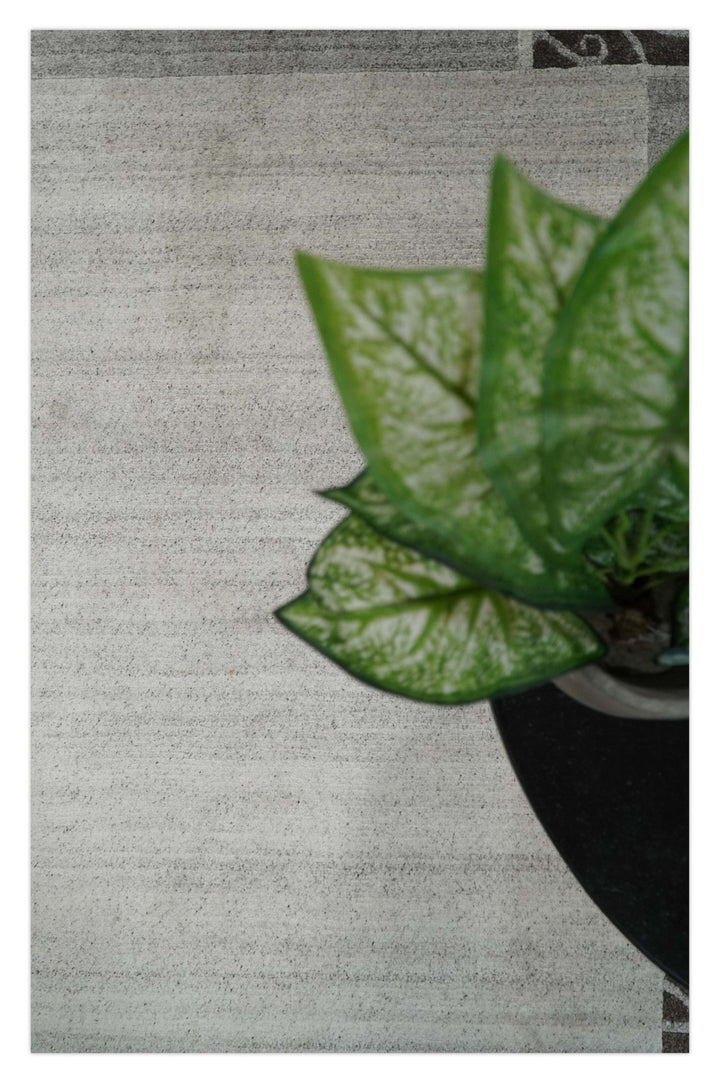 Modern Scandinavian 4.7x6.5 Brown and Silver Wool Hand Woven Area Rug | HL47 - The Rug Decor