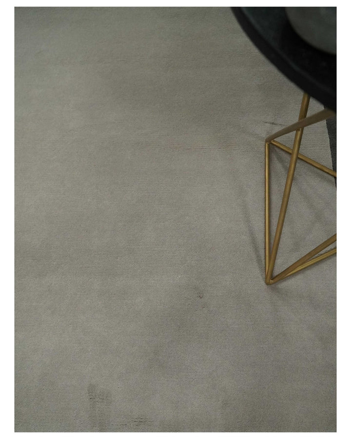 Modern Scandinavian 6x8 Silver and Brown Wool Hand Woven Area Rug | HL9 - The Rug Decor