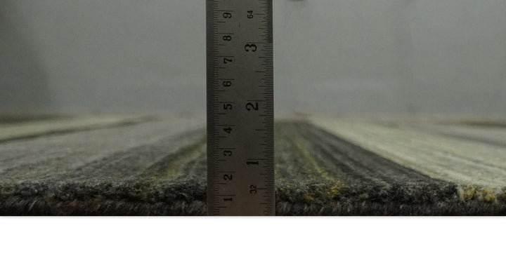 Modern Scandinavian Stripes 5x7 Antique Moss Green and Gray Wool Hand Woven Area Rug | HL20 - The Rug Decor