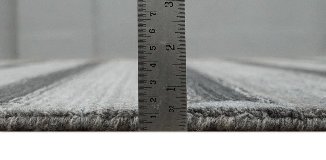 Modern Scandinavian Stripes Style 5x7 Silver and Gray Wool Hand Woven Area Rug | HL11 - The Rug Decor