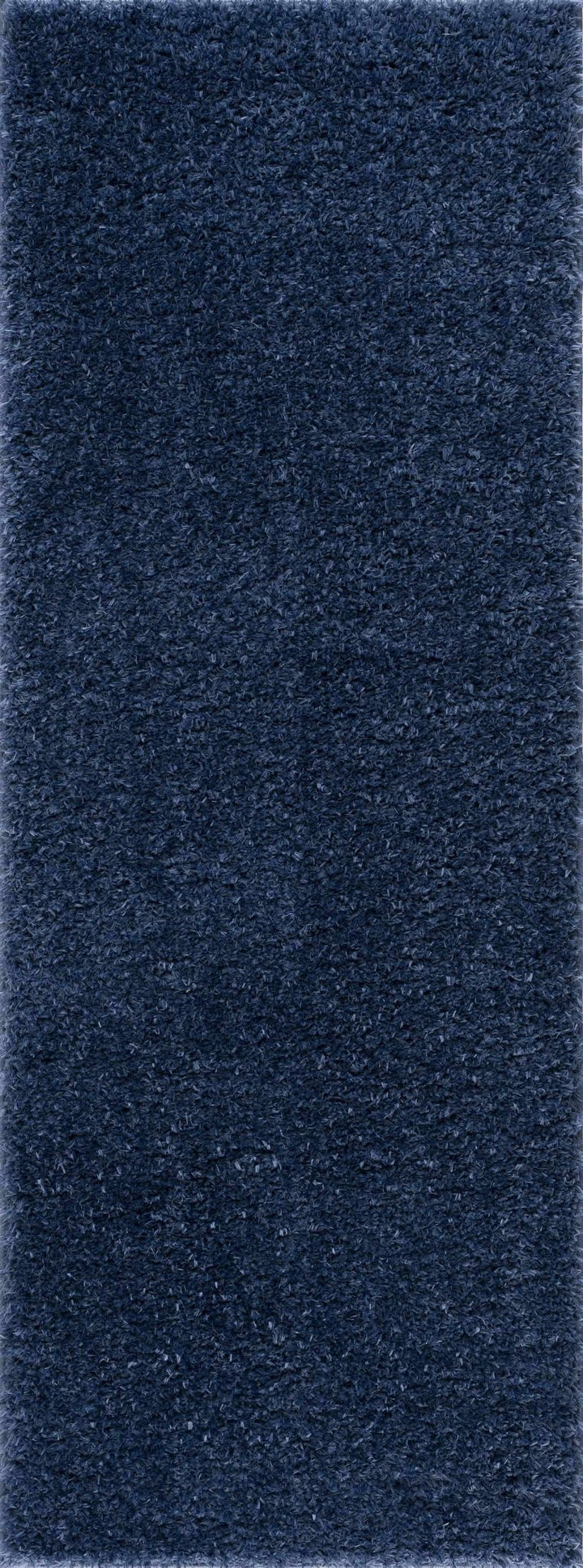 Modern Solid Blue Plush Pile Moroccan Style Washable Area Rug - The Rug Decor