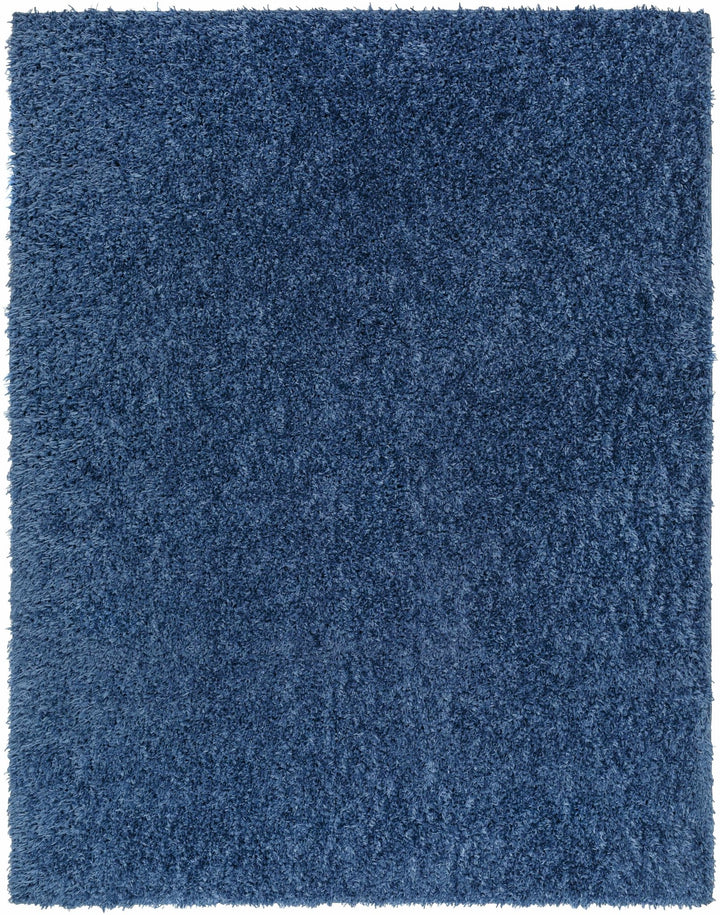 Modern Solid Blue Plush Pile Moroccan Style Washable Area Rug - The Rug Decor